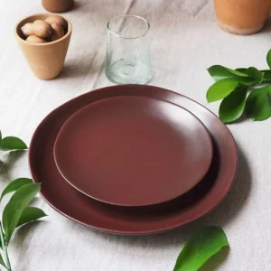 meilleur cadeau Maison Tilleul Service Assiettes En Céramique Rouge 9