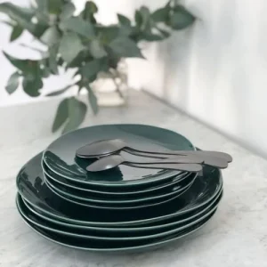 Maison Tilleul Set De 4 Assiettes Plates Céramique Vert magasin solde 15